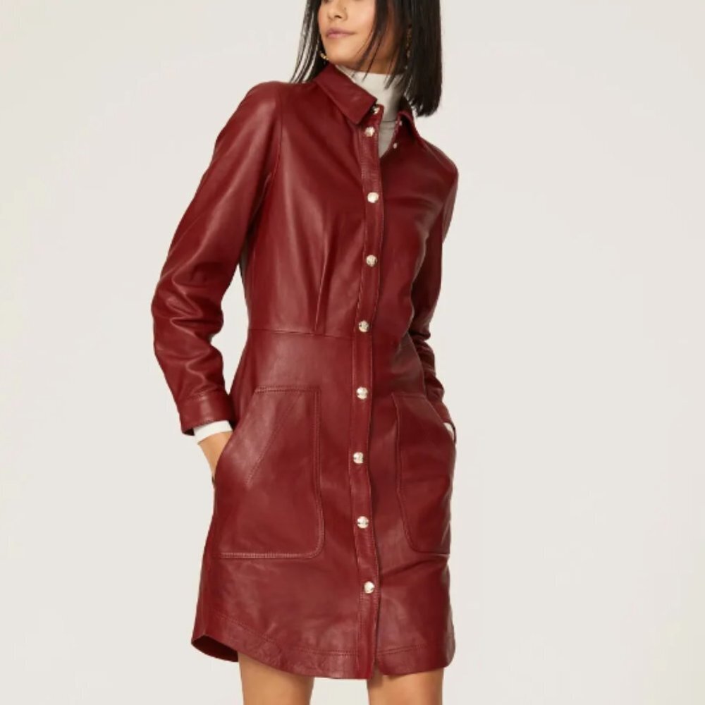 Tommy Hilfiger Red Leather Shirtdress size US 0